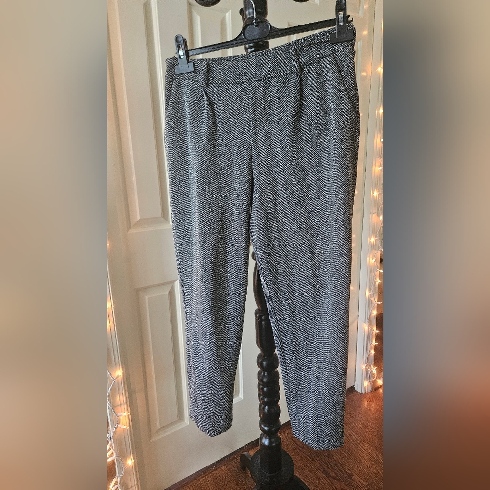 Black and White Herringbone Pants